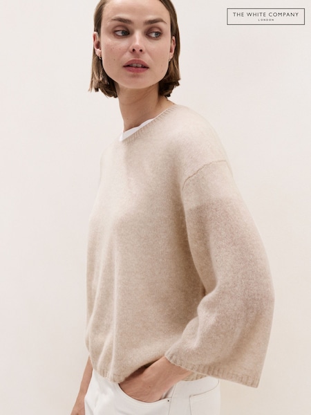 Natural - The White Company Layering Cashmere Wide Sleeve Knitted T-shirt
