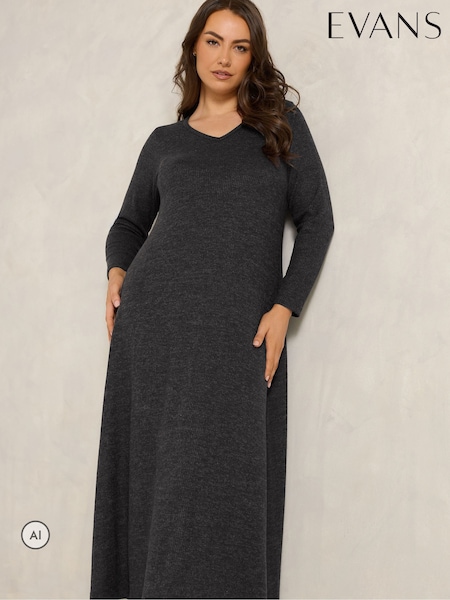 Grey - Evans Ribbed Dress