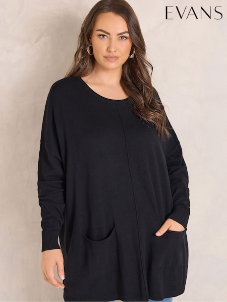 Black - Evans Seam Detail Pocket Jumper