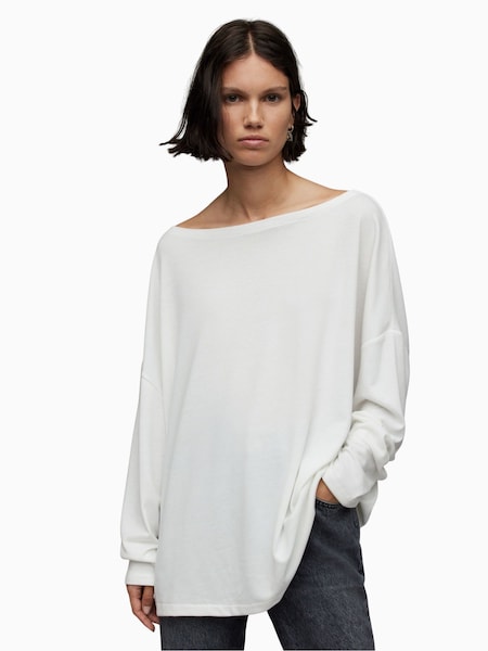 AllSaints White Off The Shoulder Rita Top (202241) | £0