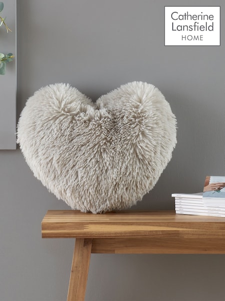 Catherine Lansfield Silver So Soft Cuddly Heart Shaped Cushion (202804) | £16