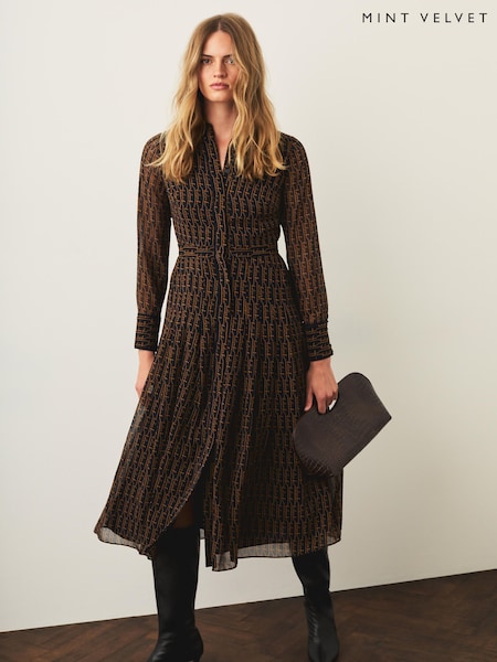 Blue - Mint Velvet Graphic Print Midi Shirt Dress