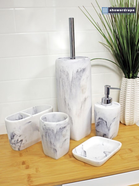 Showerdrape 5 Piece White Octavia Bathroom Accessory Set (203081) | £97