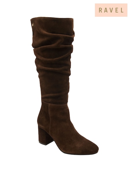 Brown - Ravel Knee High Ruched Boots