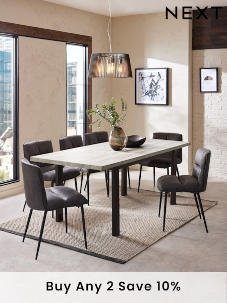 Grey Bronx Oak Effect Rectangle 6 to 8 Seater Extending Dining Table (203502) | £499