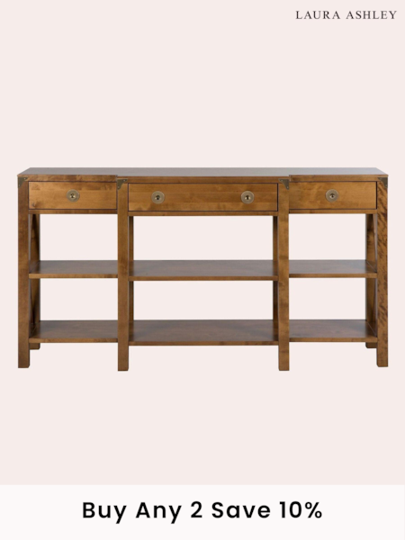 Laura Ashley Honey Gold Balmoral 3 Drawer Triple Console Table (203816) | £1,045