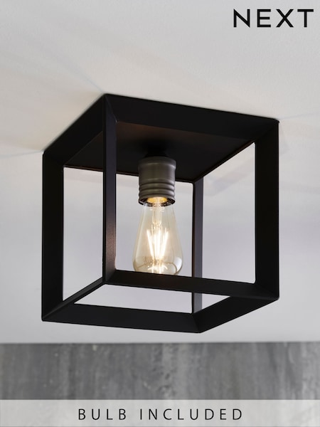 Black Brooklyn Flush Ceiling Light (203851) | £50