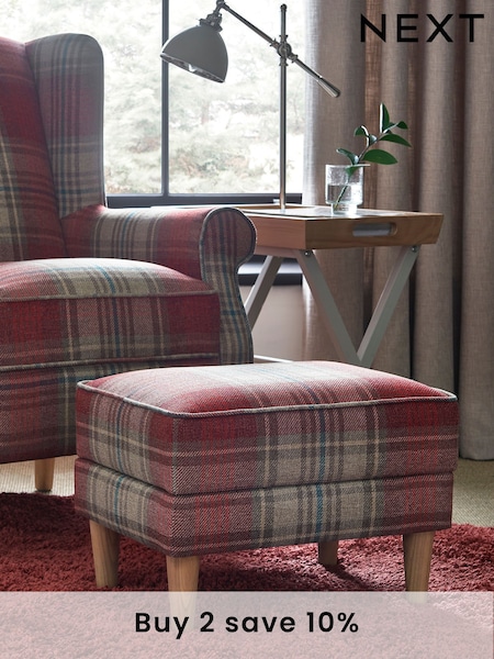 Versatile Check Sterling Red Sherlock Storage Footstool (204053) | £125