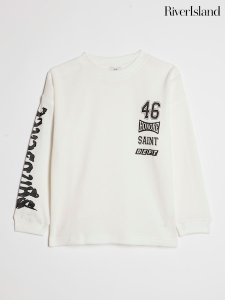 White - River Island Oversized Waffle T-shirt