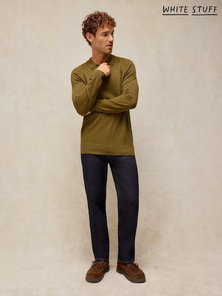 Yellow - Regular White Stuff Newport Merino Polo Long Sleeve Shirt