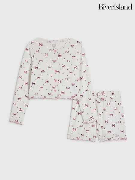 White - River Island Bow Pointelle Pyjamas