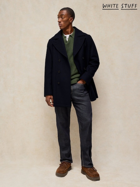 Blue - Regular White Stuff Hadley Wool Blend Peacoat