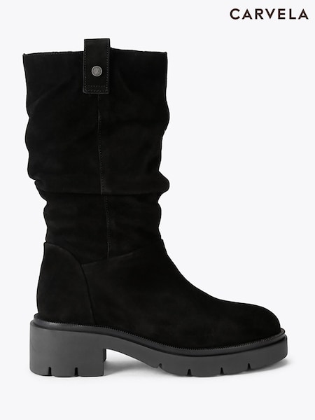 Black - Carvela Cara Slouch Suede Knee Boots