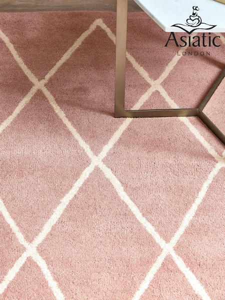 Asiatic Rugs Pink Albany Diamond Wool Rug (205993) | £83 - £400
