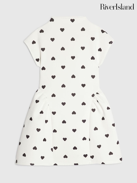 White - River Island Polka Dot Heart Prom Dress