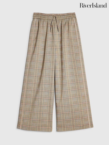 Brown - River Island Checked Piping Trousers