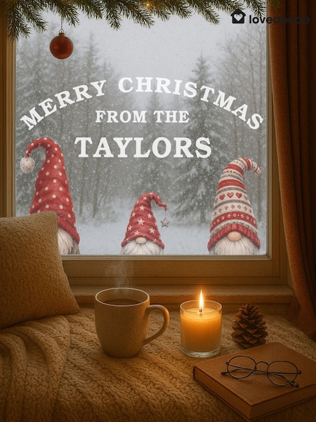 Personalised Merry Christmas Gonk Family Vinyl Window Sticker – Christmas Decoration By Loveabode