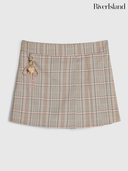 Brown - River Island Checked Skorts With Keycharm