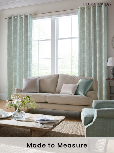 Laura Ashley Duck Egg Blue Josette Made to Measure Curtains (206764) | £91
