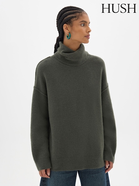 Green - Hush Meryl Wool Blend Roll Neck Jumper