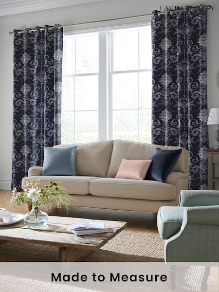 Laura Ashley Blue Josette Made to Measure Curtains (207474) | £91