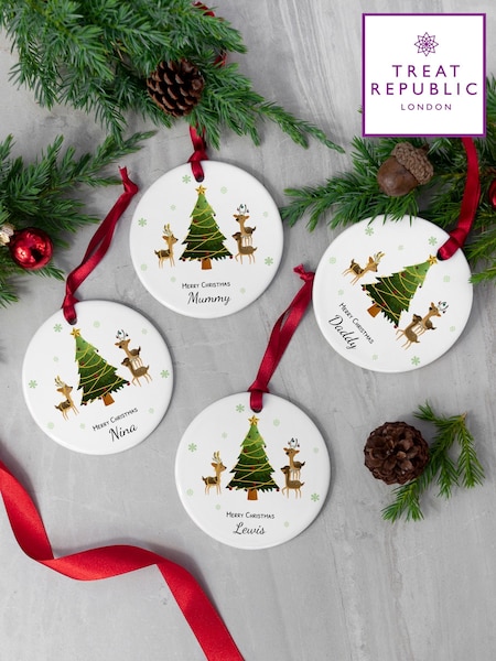 White - Treat Republic Playing Reindeers Ornament