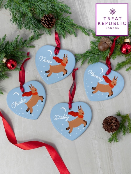 Blue - Treat Republic Flying Rudolph Heart Ceramic Decoration