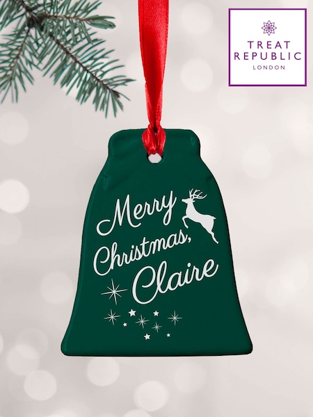 Green - Treat Republic Merry Christmas Bell Ceramic Decoration