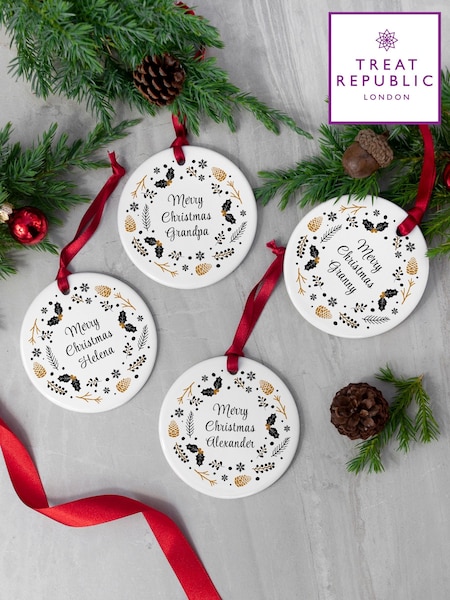 White - Personalised Nordic Wreath Ornament