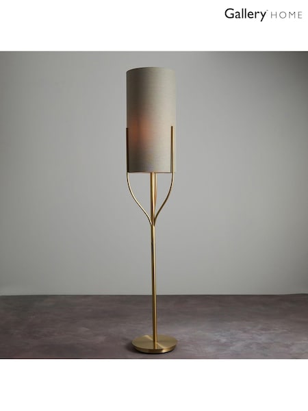 Gallery Home Brown Nanaimo Brass Floor Lamp (208243) | £265