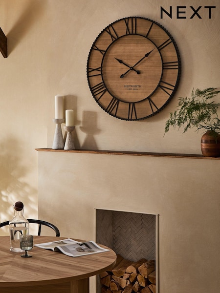 Dark Natural Bronx 90cm Clock (208778) | £90