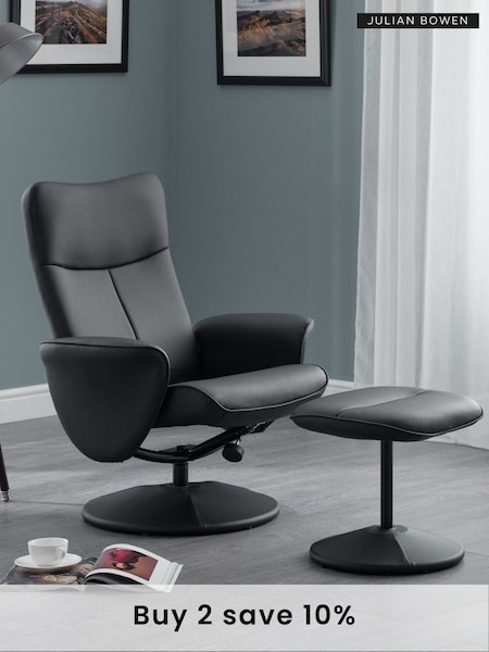 Julian Bowen White Lugano Recliner and Stool Set (208990) | £180