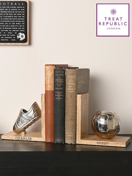 Personalised Rustic Wooden Football Bookends By Treat Republic