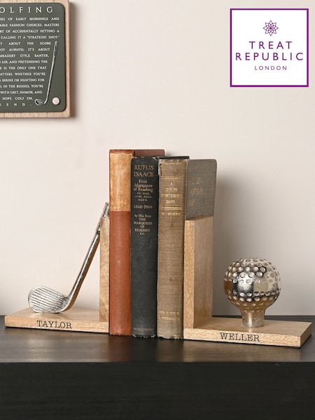 Personalised Rustic Wooden Golf Bookends Candle Holder By Treat Republic