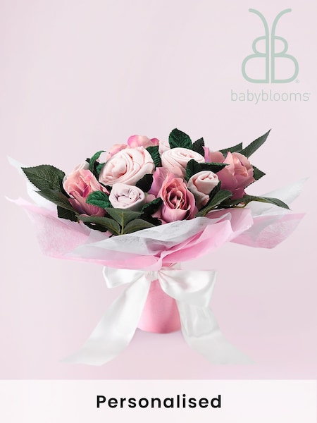 Babyblooms Pink Personalise 100% Cotton New Baby Clothes Bouquet Gift (209697) | £58