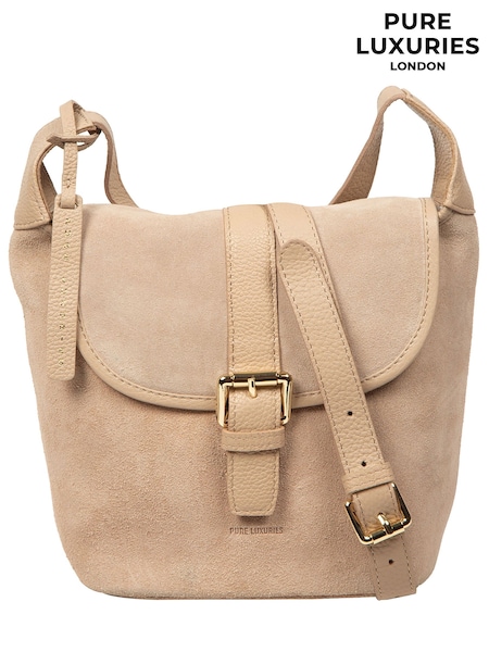 Natural - Pure Luxuries London 'aveline' Suede And Leather Cross Body Bag