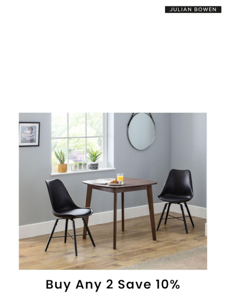 Julian Bowen Black Set of 2 Kari Dining Chairs (210307) | £165