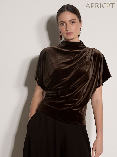 Brown - Apricot Velvet Batwing T-shirt