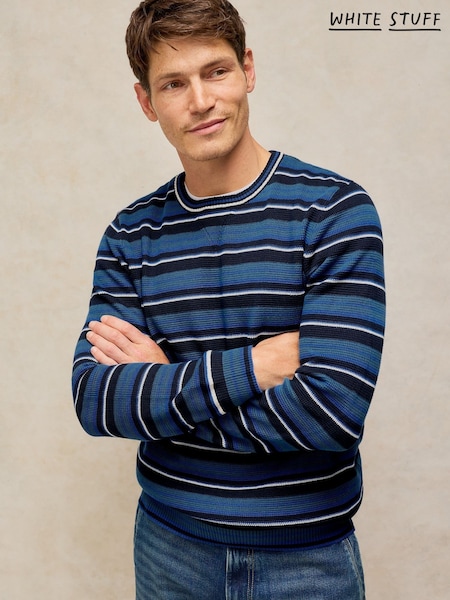 Blue - Regular White Stuff Attadale Stripe Crew Neck Jumper