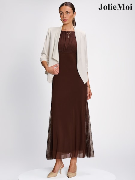 White - Jolie Moi Draped Open Collar Blazer