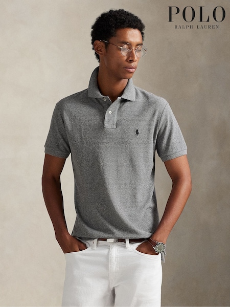 Grey - Regular Polo Ralph Lauren Custom Fit Pique Polo Shirt