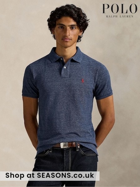 Blue - Regular Polo Ralph Lauren Custom Fit Pique Polo Shirt