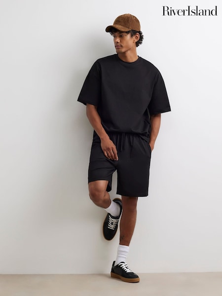 Black - Regular River Island Oversized Boxy T-shirt & Shorts Set