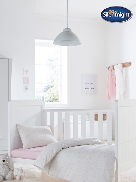 Silentnight Pink Kids Safe Nights Pink Star Cot Bed 100% Cotton Duvet Cover and Pillowcase Set (212294) | £22