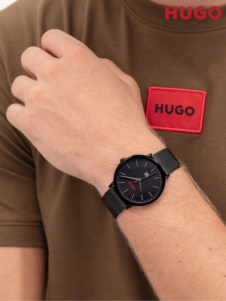 Black - Regular Hugo Ip Mesh Bracelet Watch