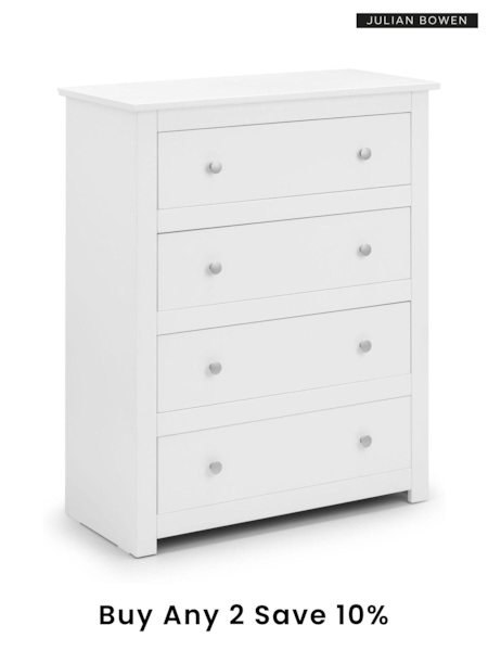 Julian Bowen Surf White Radley 4 Drawer Chest (212795) | £260