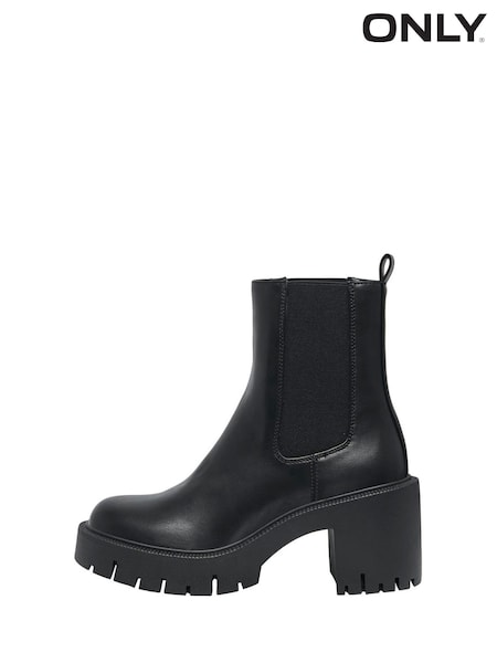Black - Only Chunky Block Heel Chelsea Boots