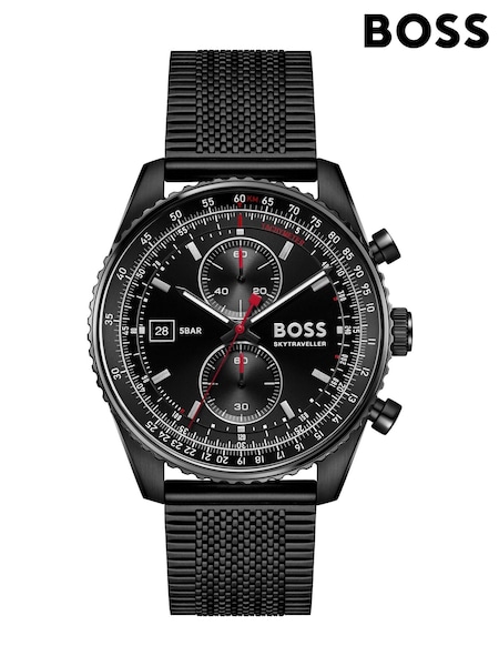 Black - Regular Boss Skytraveller Pro Ip Mesh Watch
