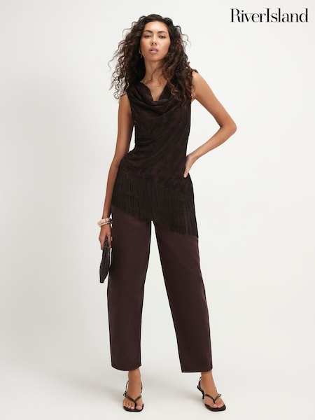 Brown - River Island Core Barrel Leg Jeans