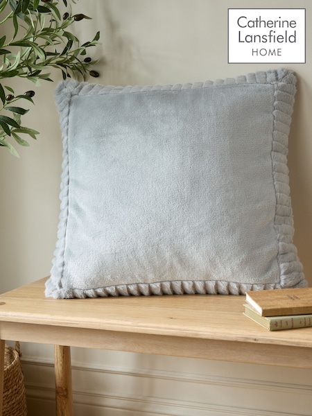 Catherine Lansfield Silver Velvet and Faux Fur Soft and Cosy Cushion (213534) | £16